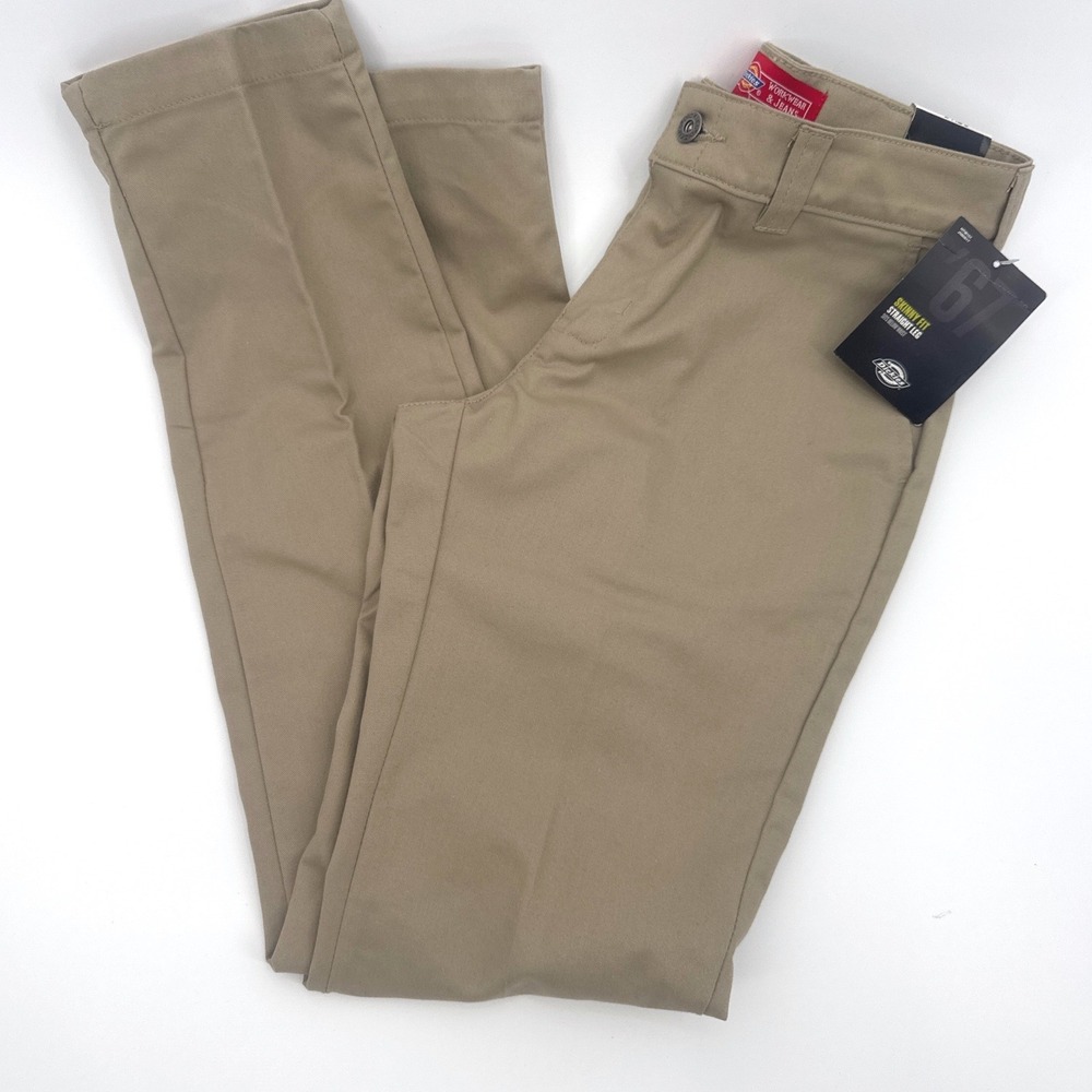 Dickies 67 Skinny Fit Straight Leg Khaki Work Chino Pants Size 2 Regular NWT